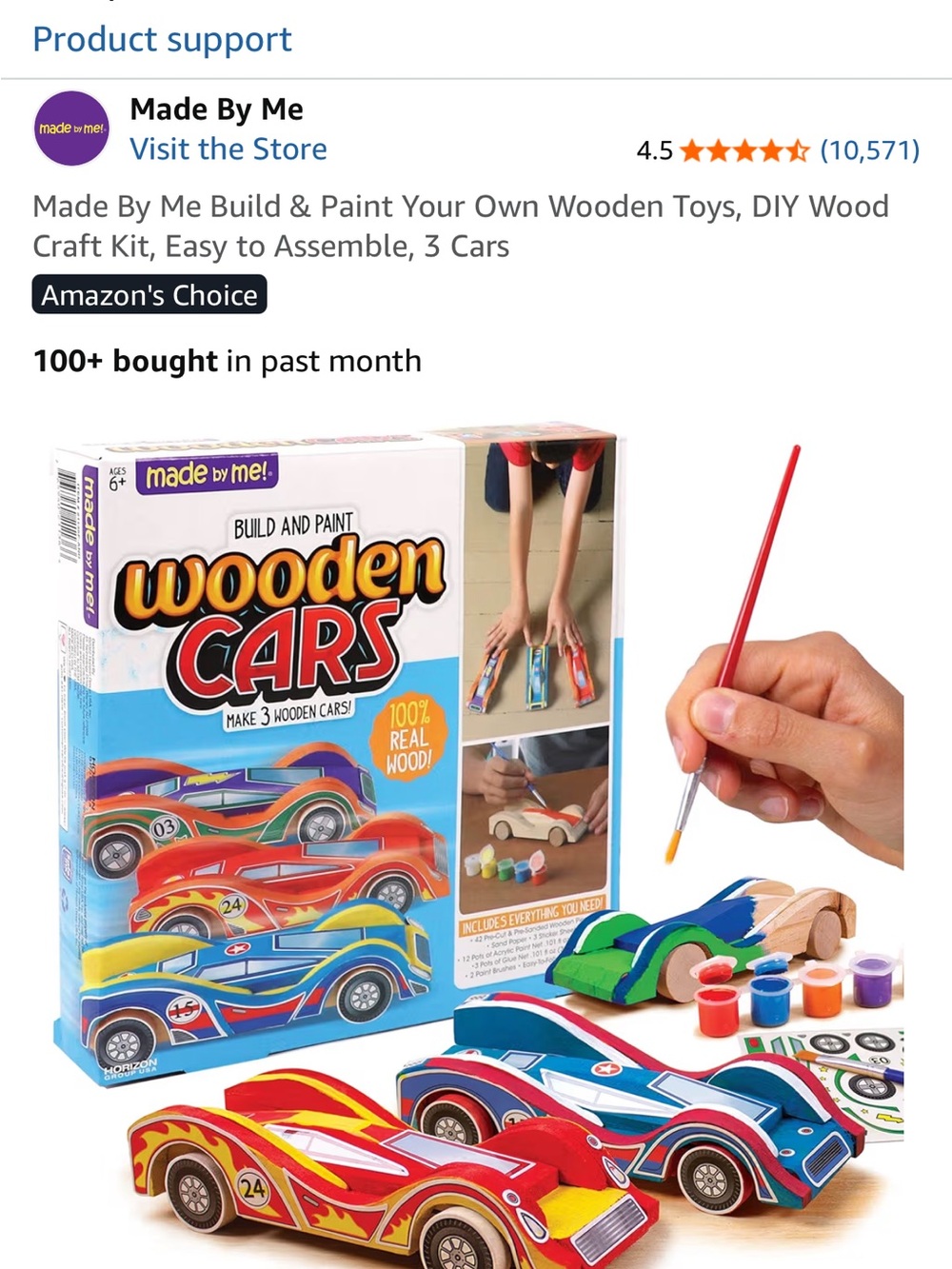 Made By Me Wooden Paint-Your-Own Race Cars Kit – Red, Blue, Green